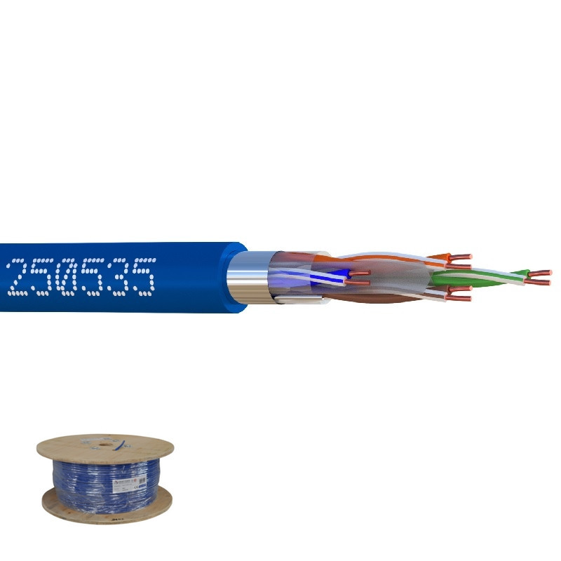 CÂBLE CAT6 500 MÈTRES ETHERNET 4 PAIRES F UTP LSZH BLEU EN TOURET